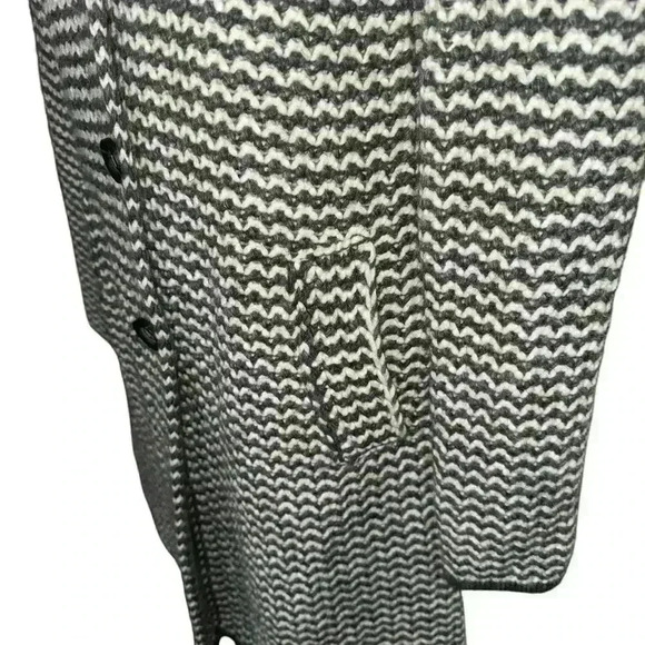 Long Wool Duster Cocogio Sweater Italian Gray Off-White Med button - Picture 5 of 10